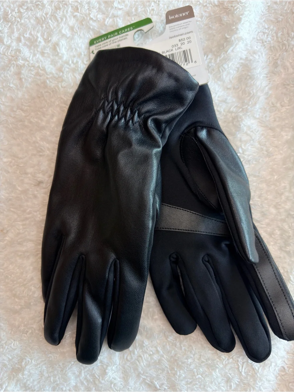 Isotoner Women's L/XL Smart Touch Black Gloves
